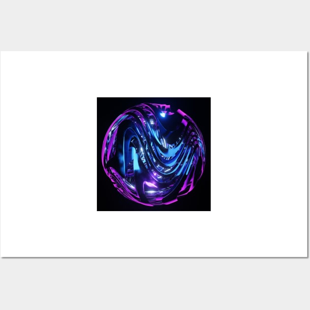 Bright Colorful Swirling Metallic Ribbon Sphere Wall Art by jrfii ANIMATION